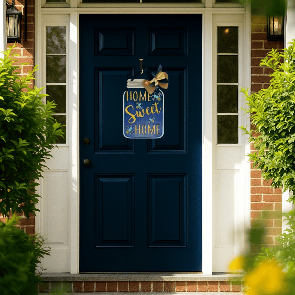 Fireflies in Mason Jar Door Hanger
