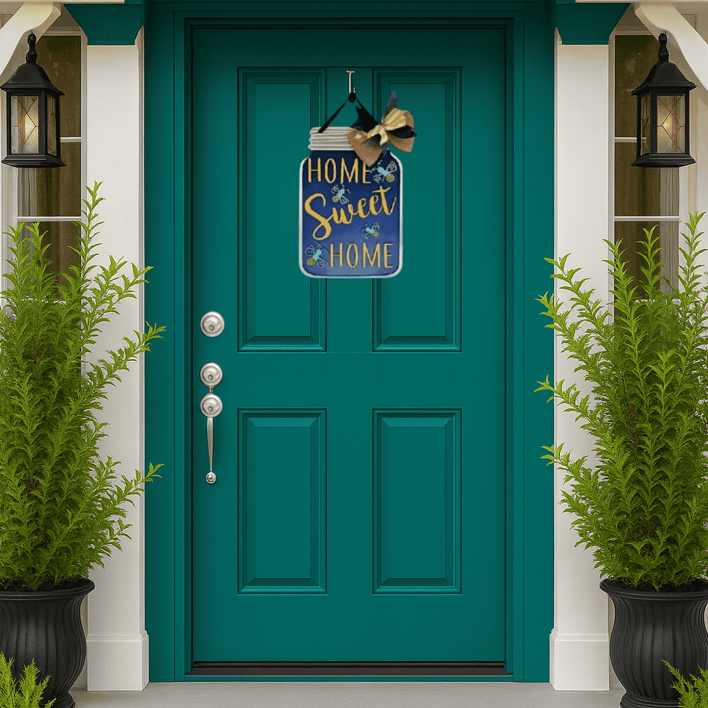 Fireflies in Mason Jar Door Hanger