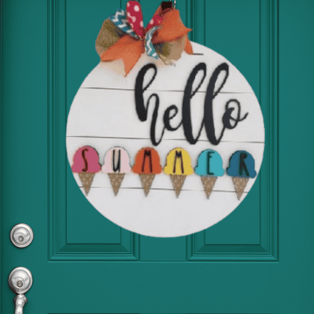 Hello Summer Ice Cream Door Hanger