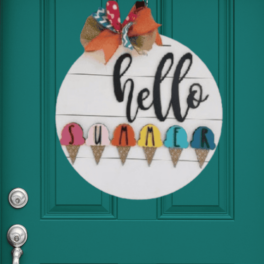 Hello Summer Ice Cream Door Hanger