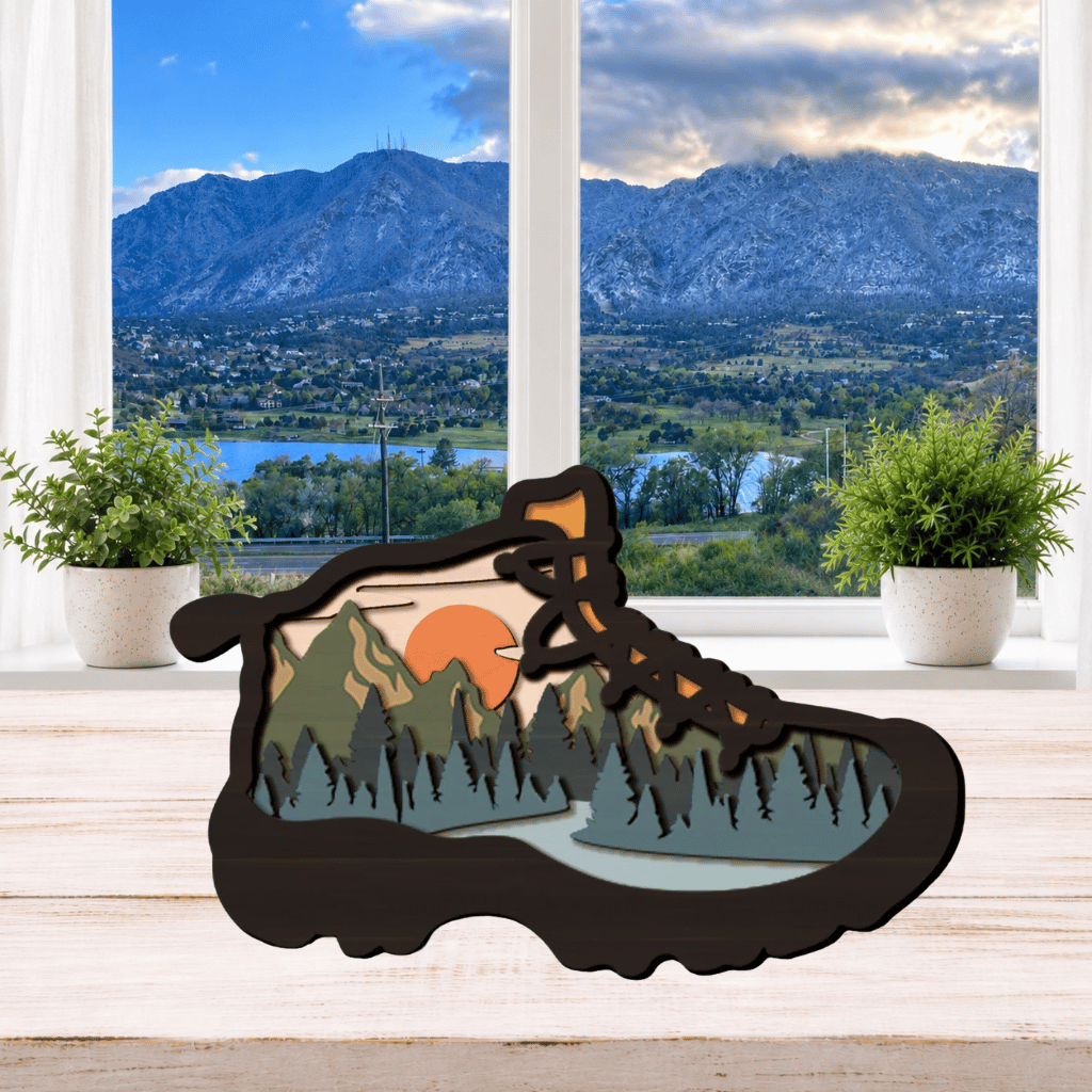 DIY Layered Mountain Hiking Boot Scene Shelf Sitter Kit