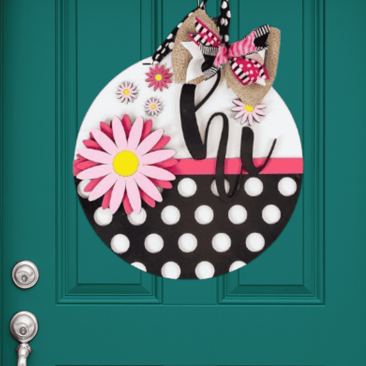 Spring Daisy Polka Dot Door Hanger