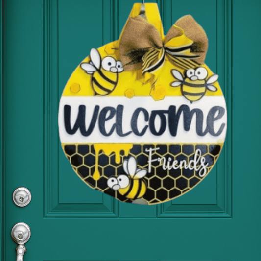 Welcome Friends Bees Door Hanger