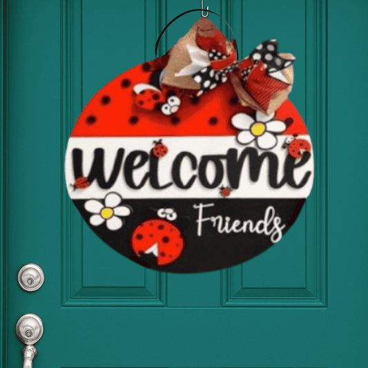 Welcome Friends Ladybug Door Hanger