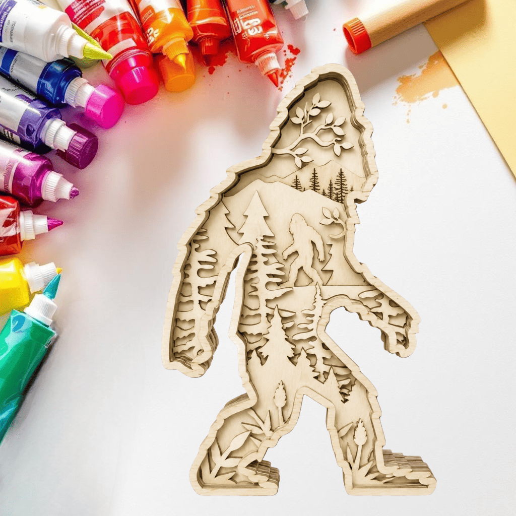 DIY Layered Bigfoot Mountain Scene Shelf Sitter Kit
