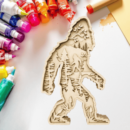 DIY Layered Bigfoot Mountain Scene Shelf Sitter Kit