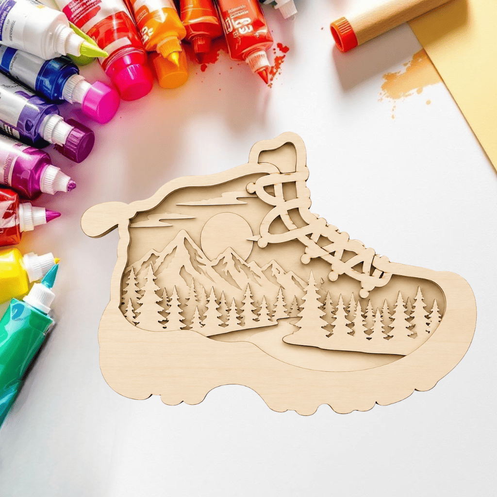 DIY Layered Mountain Hiking Boot Scene Shelf Sitter Kit