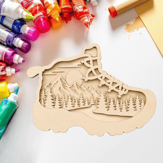 DIY Layered Mountain Hiking Boot Scene Shelf Sitter Kit