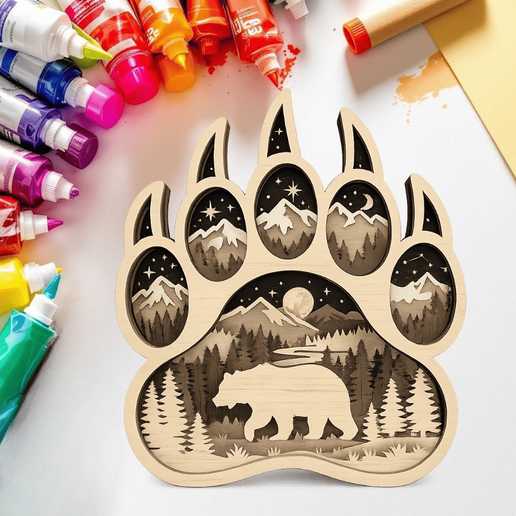 DIY Layered Bear Paw Mountain Scene Shelf Sitter Kit