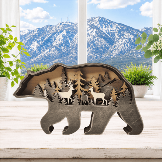 Layered Colorado Bear Wildlife Scene Shelf Sitter