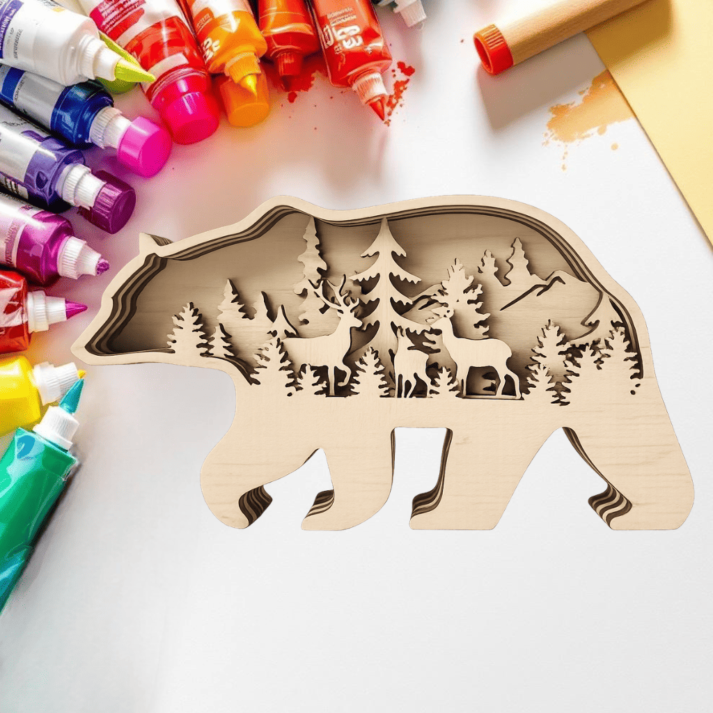 DIY Layered Colorado Bear Wildlife Scene Shelf Sitter Kit