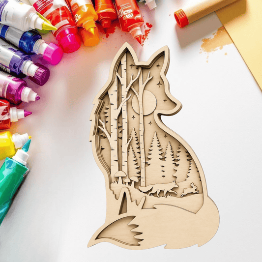DIY Layered Woodland Fox Moonlight Scene Shelf Sitter Kit