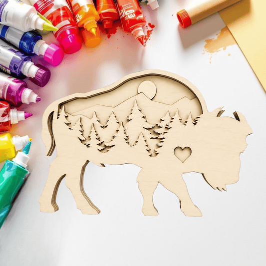 DIY Layered Colorado Bison Mountain Scene Shelf Sitter Kit