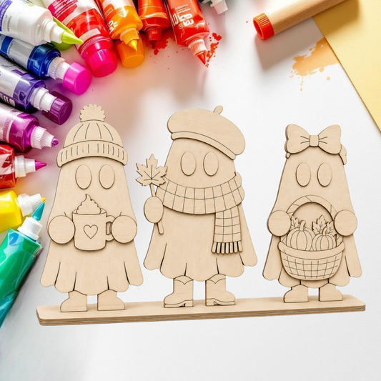 DIY Halloween Ghost Trio Shelf Sitter Kit