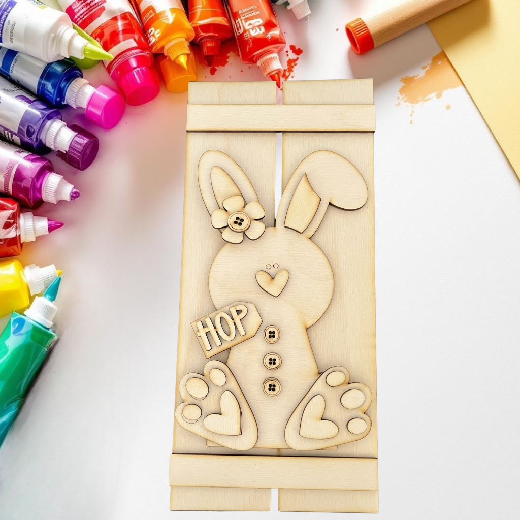 DIY Spring Bunny Pallet Leaner Shelf Sitter for Adults