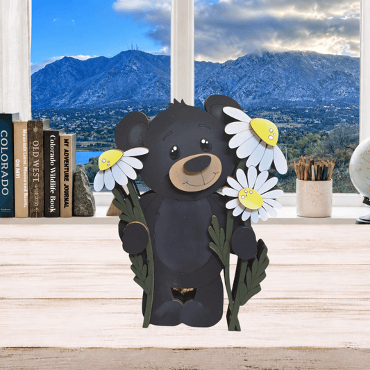 Layered Bear & Daisies Shelf Sitter