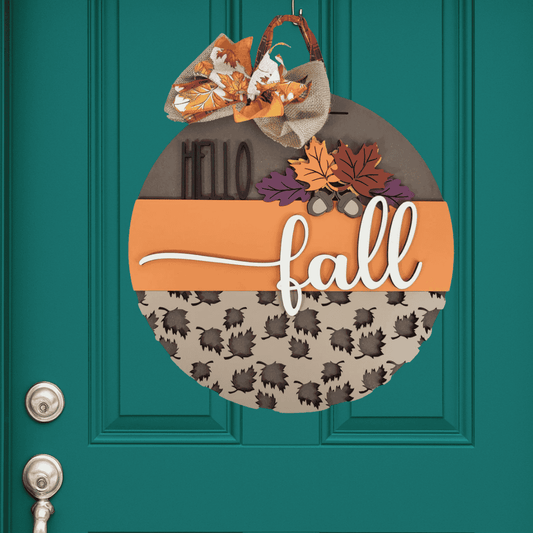 Hello Fall Leaves Door Hanger