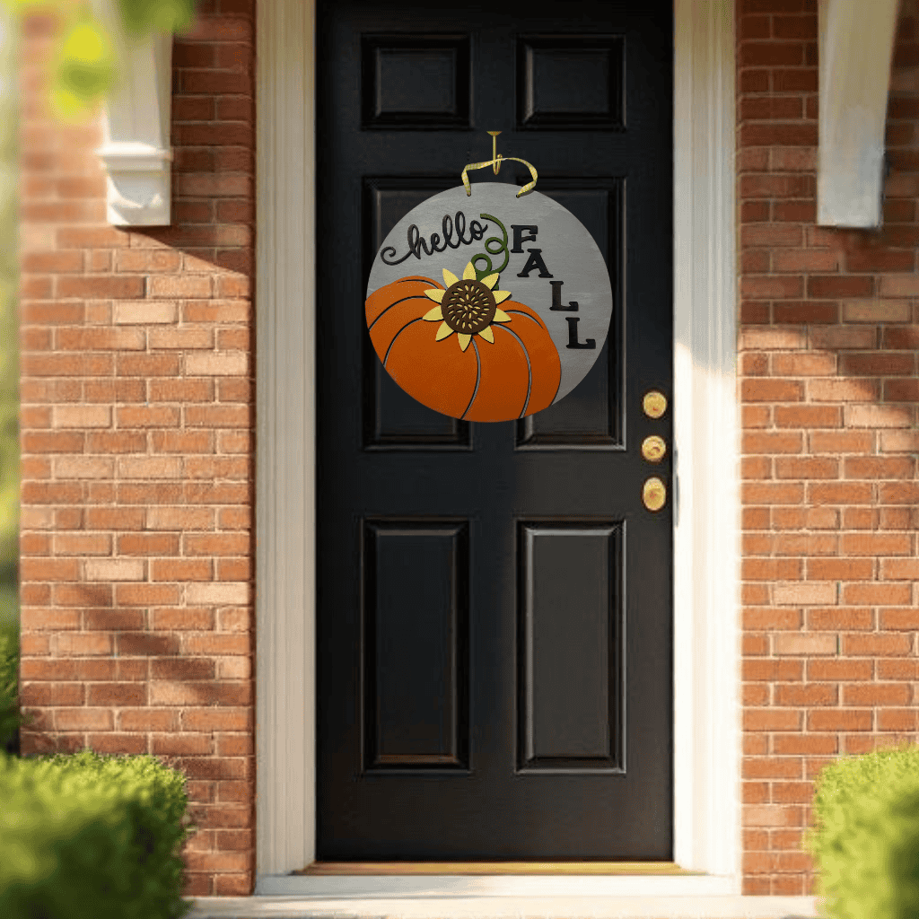 Hello Fall Pumpkin & Sunflower Door Hanger