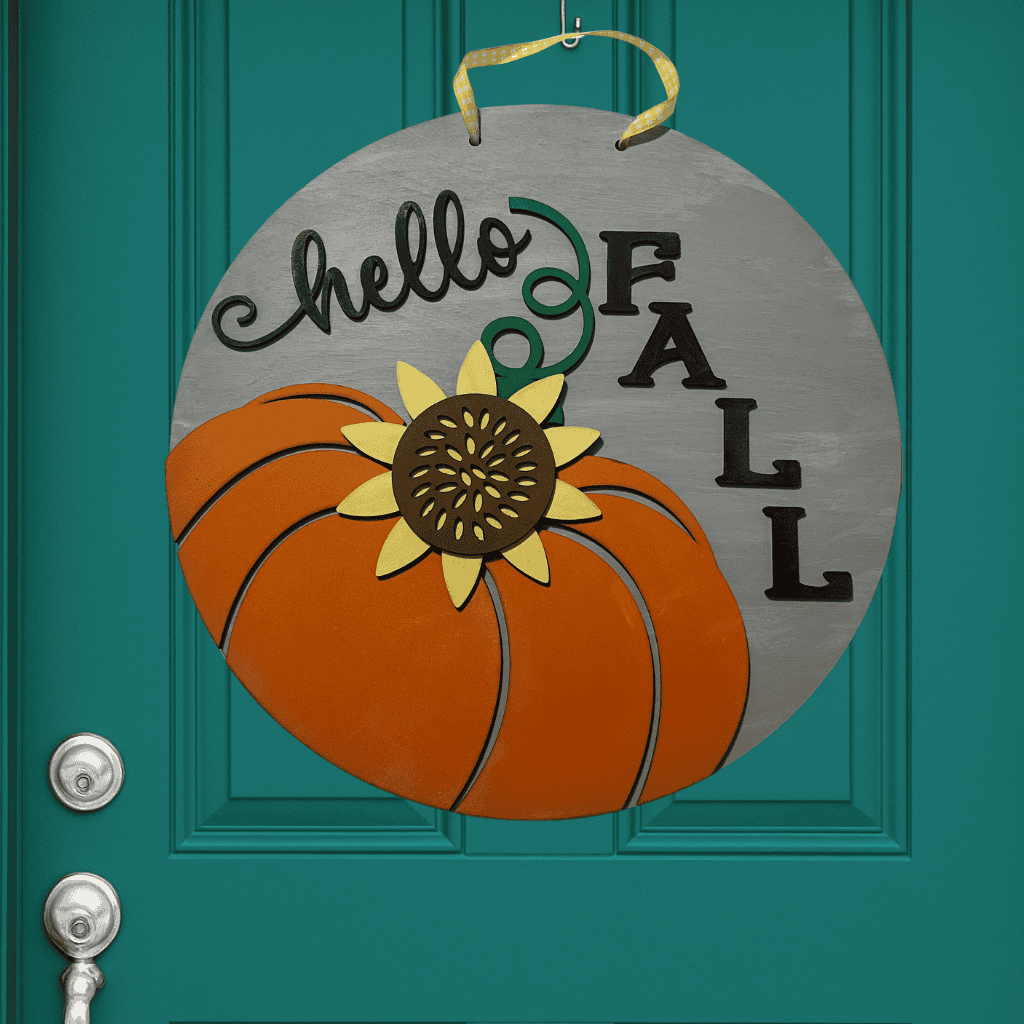 Hello Fall Pumpkin & Sunflower Door Hanger