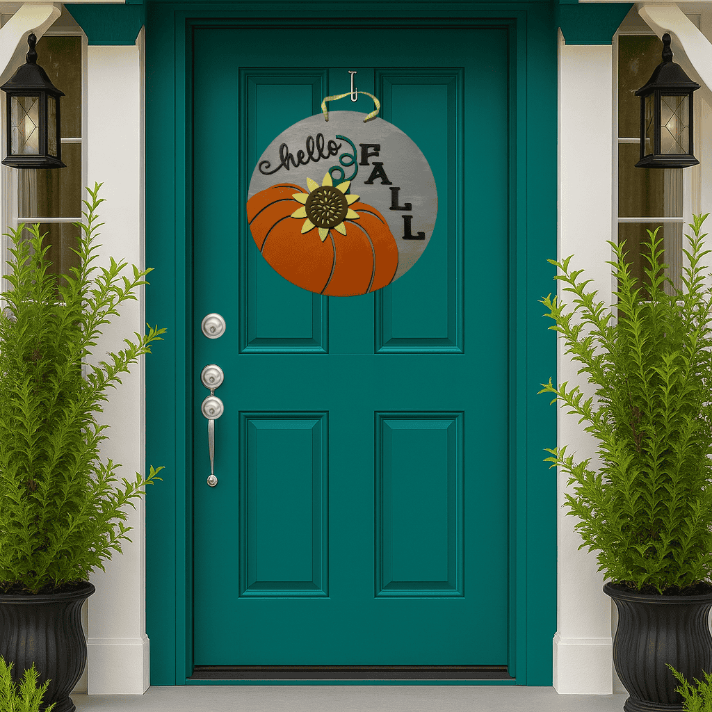 Hello Fall Pumpkin & Sunflower Door Hanger
