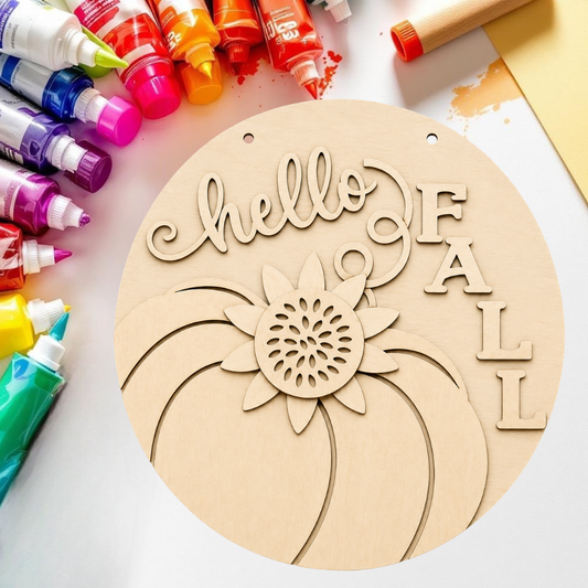 DIY Hello Fall Sunflower Pumpkin Door Hanger Kit