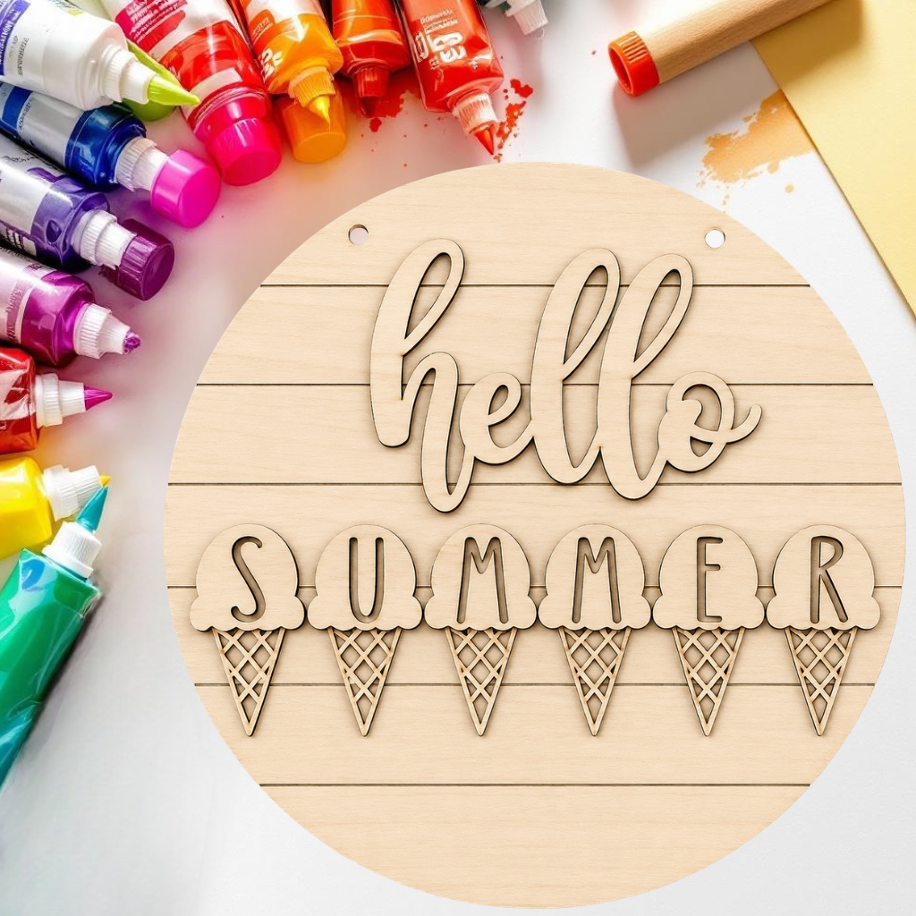DIY Hello Summer Ice Cream Door Hanger Kit