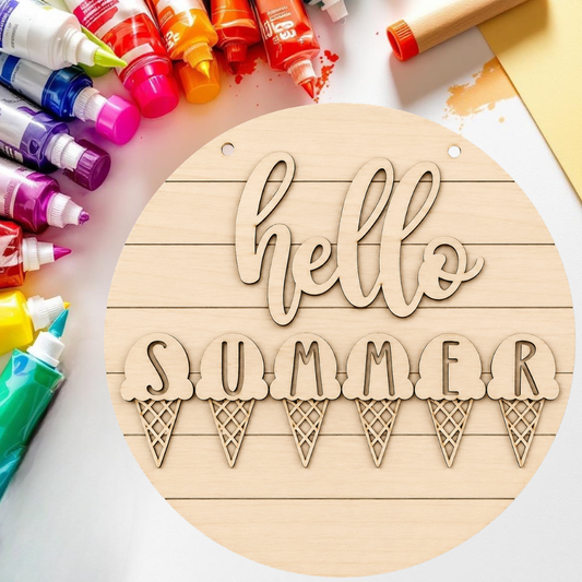 DIY Hello Summer Ice Cream Door Hanger Kit