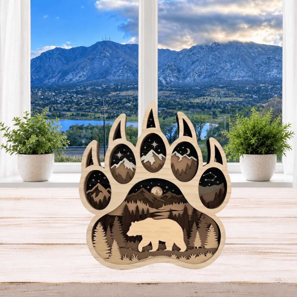 DIY Layered Bear Paw Mountain Scene Shelf Sitter Kit