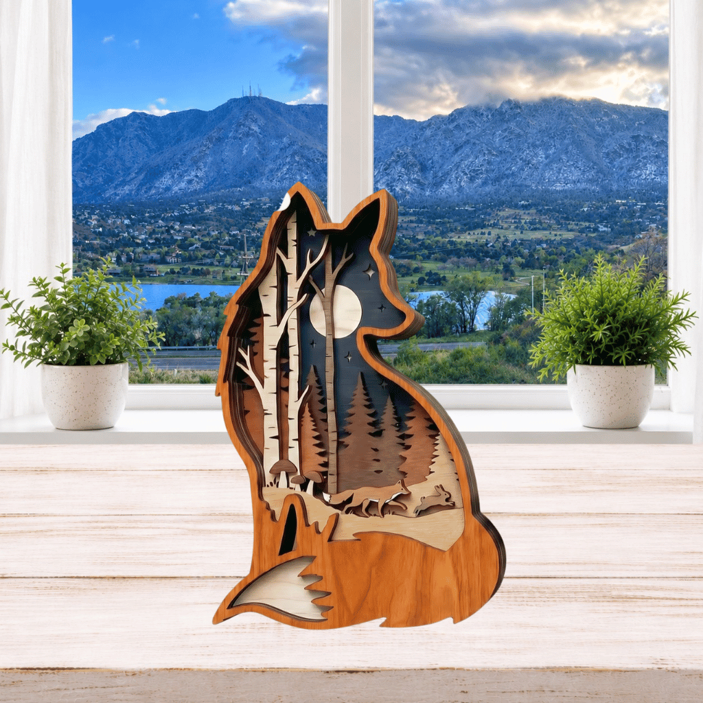 DIY Layered Woodland Fox Moonlight Scene Shelf Sitter Kit