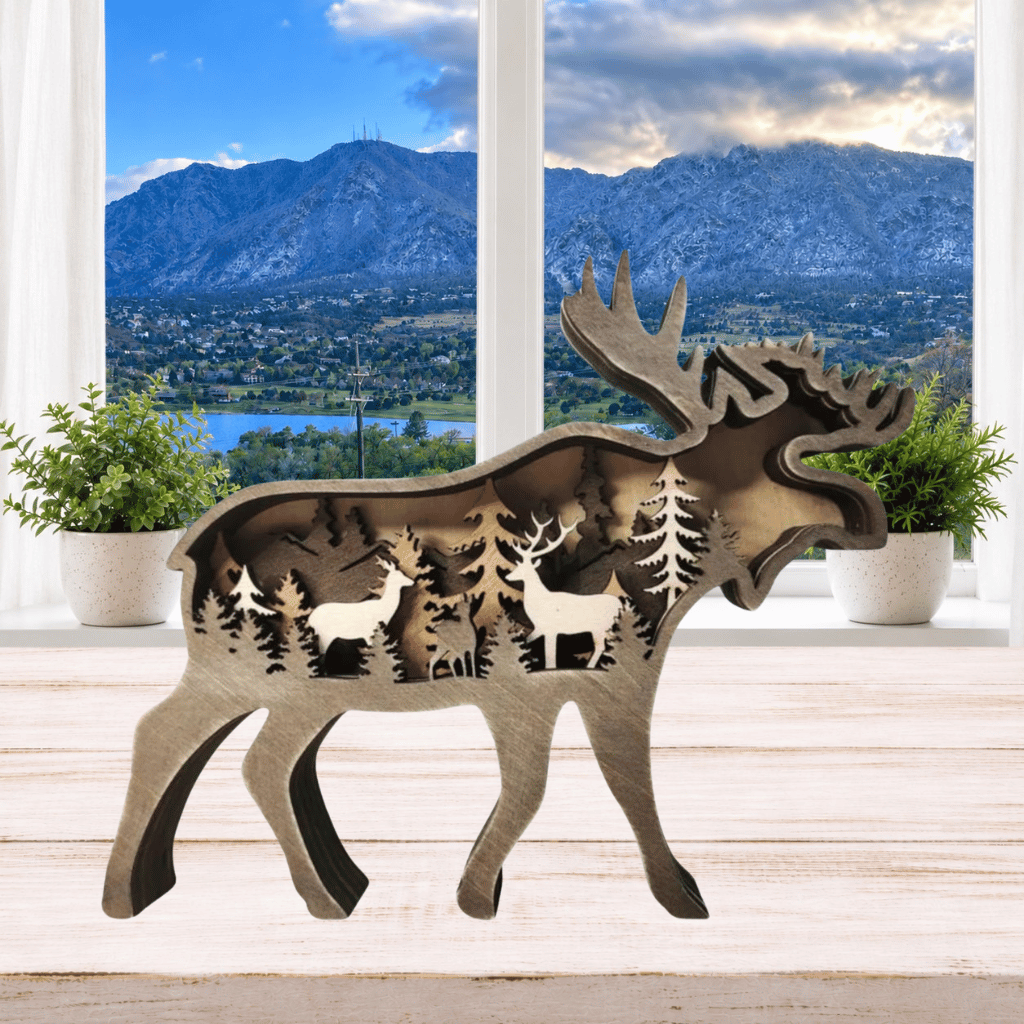 DIY Layered Colorado Moose Wildlife Scene Shelf Sitter Kit