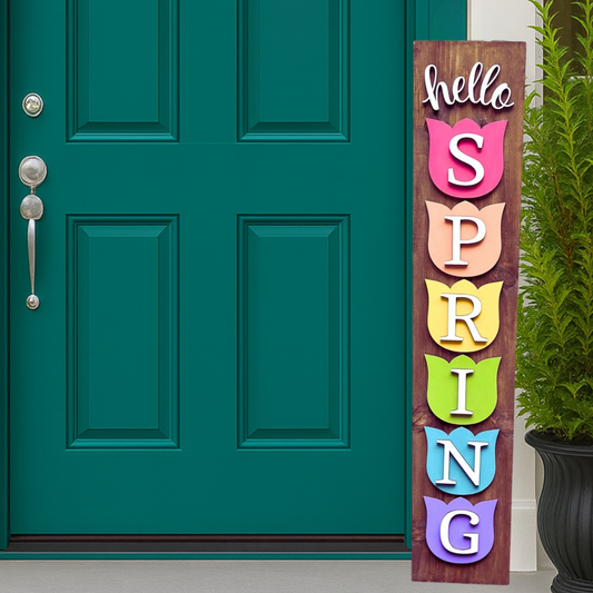 Hello Spring Tulip Porch Leaner