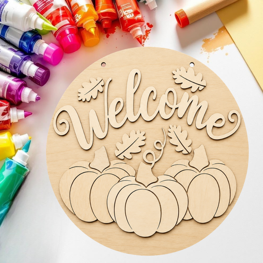 DIY Welcome Pumpkins and Leaves Door Hanger Kit
