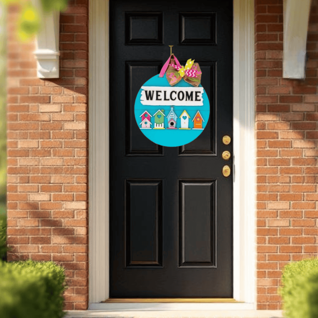 Spring Birdhouse Door Hanger