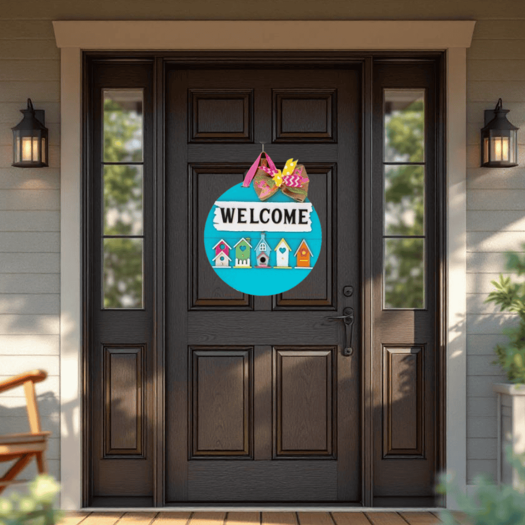 Spring Birdhouse Door Hanger