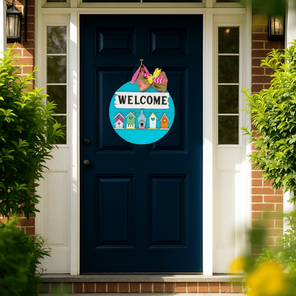 Spring Birdhouse Door Hanger