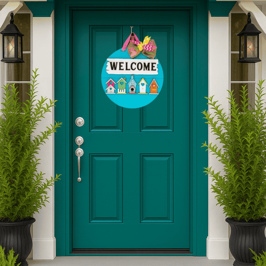 Spring Birdhouse Door Hanger