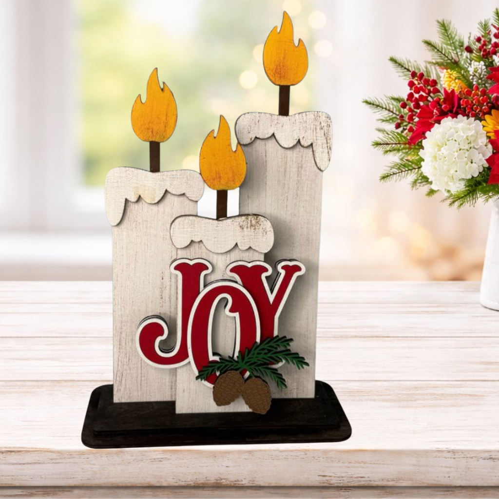 JOY Christmas Candle Shelf Sitter
